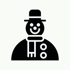 Snowman with hat solid icon, Filled vector sign  illustration. Isolated on white background. 64*64 pixel perfect,eps 10
