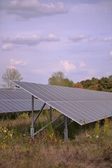 group of photovoltaic panels. changing environment. solar energy