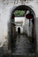 Fototapeta na wymiar View of representative Ancient village Likeng and its Chinese Huizhou Architecture style residential houses in Wuyuan county, Jiangxi province, China.