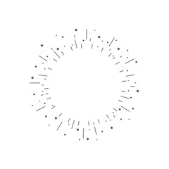 Light rays and stars frame. Shine burst or fireworks background.