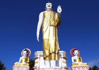 Architecture of golden buddha statue in Thailand, golden buddha statue, Wat Phra That Doi Kham, chiang mai, thailand