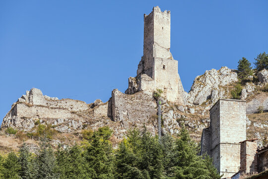 Piccolomini tower and castle ruins, Pescina, Abruzzo, Italy