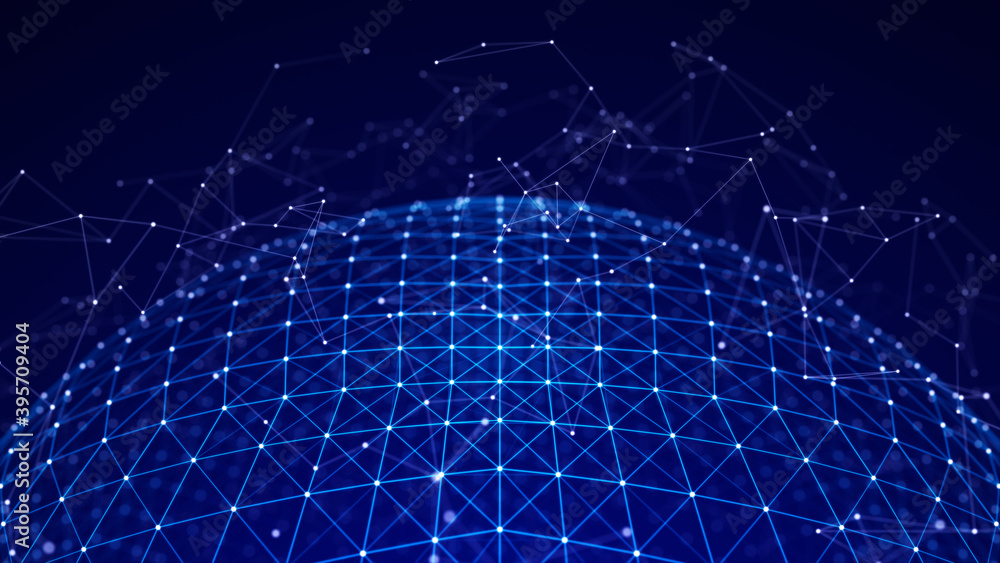 Poster abstract sphere of multiple points and lines. globe or ball. digital technology. illustration in spa