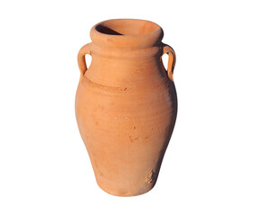 Tunisian clay amphora. Isolated with clipping path.