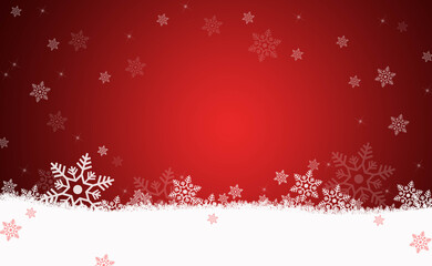 Snow red background. Christmas snowy winter design. White falling snowflakes, abstract landscape. Cold weather effect.