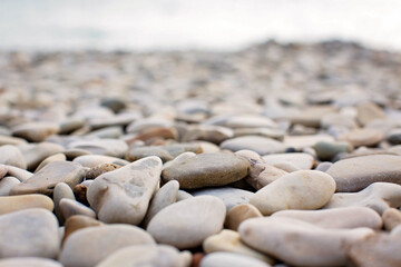 Small gray stones close up