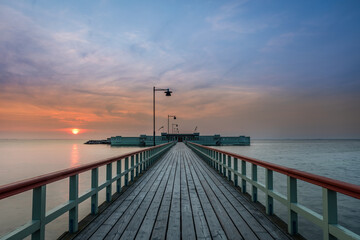 Fototapeta na wymiar Sunset at the pier at Ribersborg Kallbadhus in Malmö Sweden