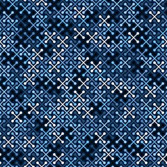 Vector geometric seamless pattern with simple cross shapes silhouettes