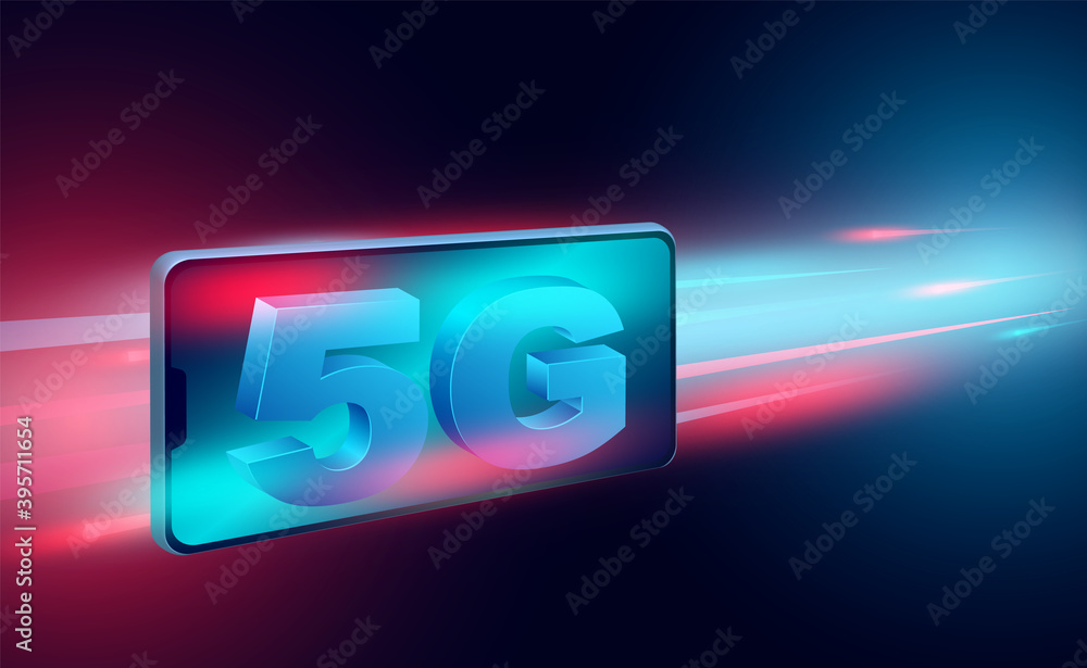 Aufkleber high speed internet concept. 5g network on mobile in global broadband networks speed. isometric flat