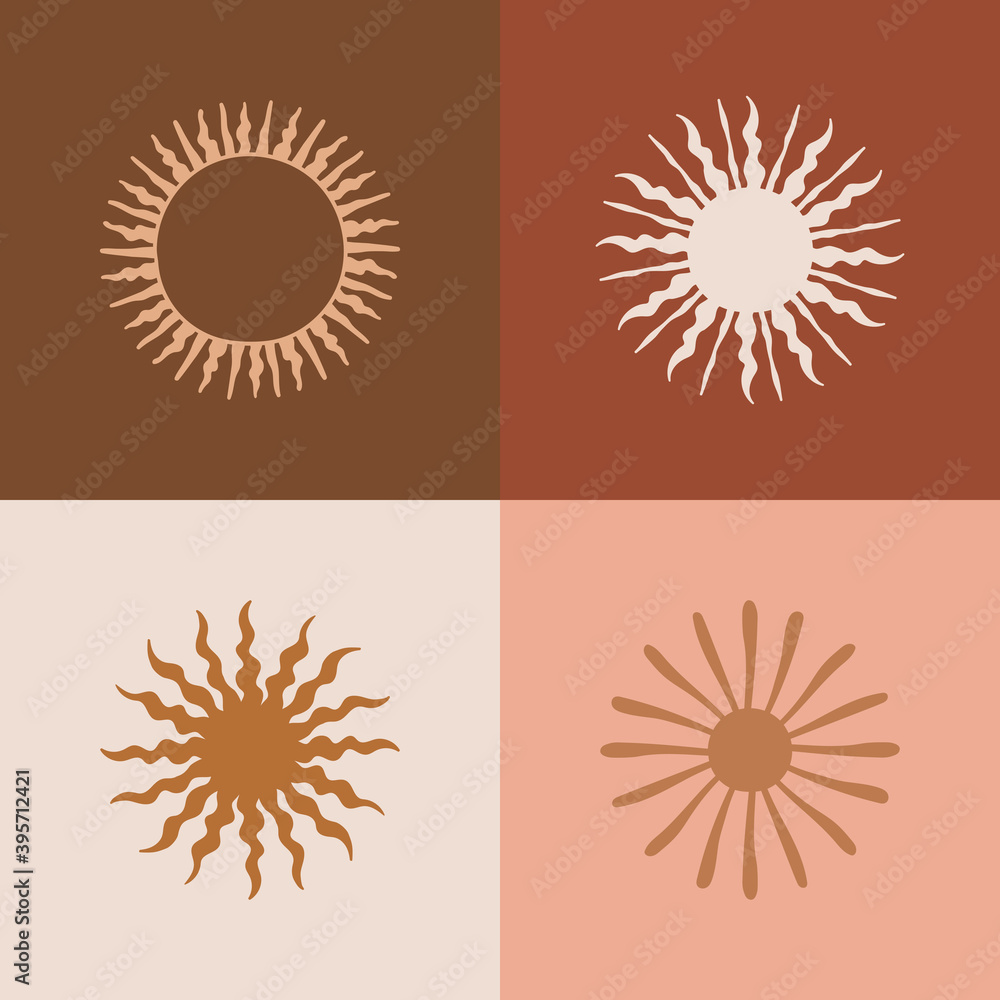 Aufkleber vector logo design template in simple minimal style with hand-drawn leaves