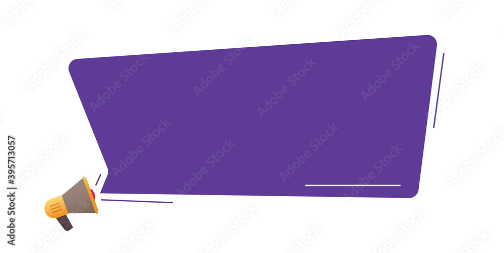 Aufkleber important announcement notice message template in bubble speech form megaphone loudspeaker vector fl