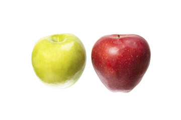 One green and one red apple
