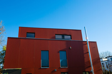 modern house in Munich, flat roof, smooth surface