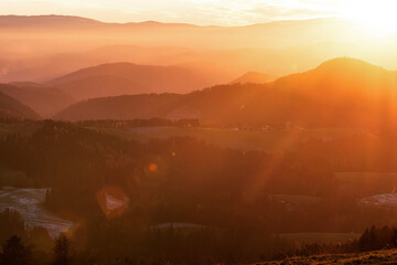 Semriach in der Steiermark im Sonnenuntergang