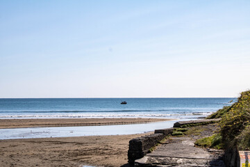 The rocky Irish coastline over looking the Atlantic ocean from County Cork.