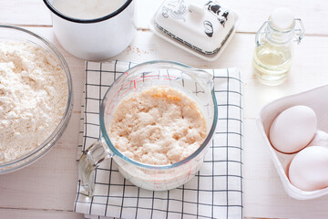 dough, live yeast for dough preparation, horizontal
