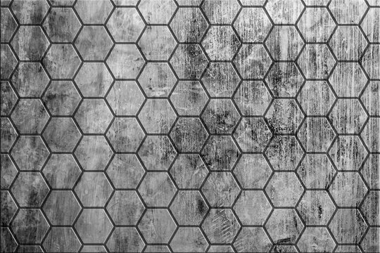 Mur b&eacute;ton bross&eacute; cir&eacute; texture formes hexagonales 