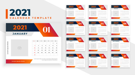2021 new year calendar design in geometric shape style