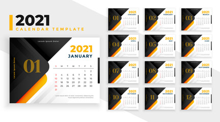 2021 modern new year calendar design template