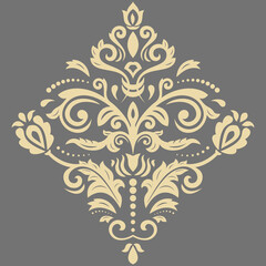 Oriental pattern with arabesques and floral elements. Traditional classic golden ornament. Vintage pattern with arabesques