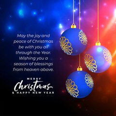 merry christmas festival wishes card with realistic ball
