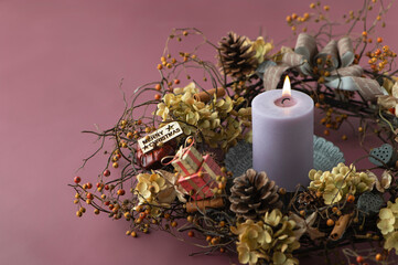 クリスマスリース　キャンドル