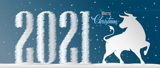 2021 is the year of the silver bull. Symbol of the year, zodiac sign.