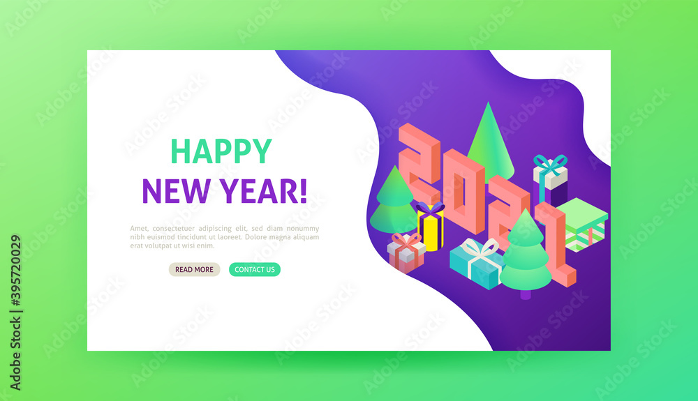 Sticker happy new year landing page