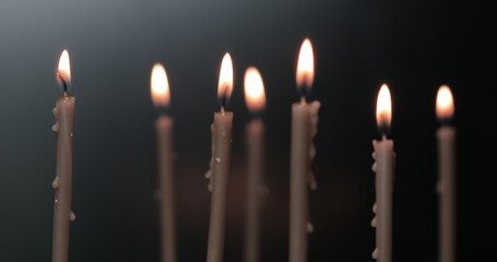 Candles burning on a church altar