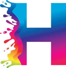 H Alphabet Painting logo Design Concept
