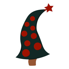 vector isolated decorated Christmas tree on a white background