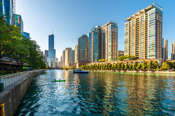 Fototapeta premium Chicago City Skyline from Michigan Lake