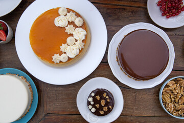 Set of different delicious cakes