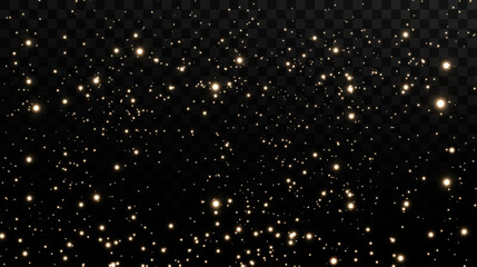 Christmas background. Powder dust light PNG. Magic shining gold dust. Fine, shiny dust bokeh particles fall off slightly. Fantastic shimmer effect. Vector illustrator.