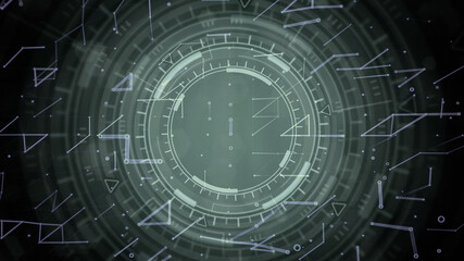 Obraz premium vivid digital abstract background of moving hud or ui circles, it concept - abstract 3D rendering