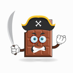 The Chocolate mascot character becomes a pirate. vector illustration