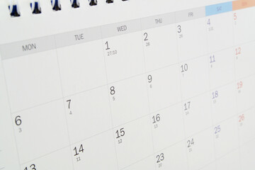 Calendar page background, Time and planning concept.