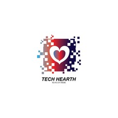 Love tech logo designs concept, technology logo designs template, Hearth tech logo
