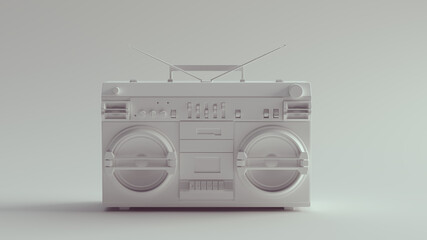 White Retro Boombox Stereo 3d illustration render - obrazy, fototapety, plakaty