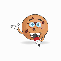 The Cookies mascot character becomes a host. vector illustration