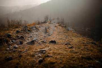 A holy cross at the end of the path 