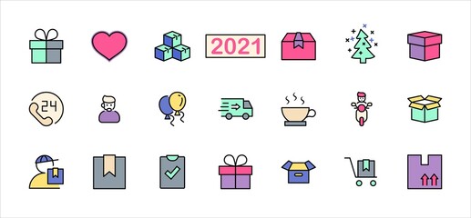 Set of Shipping vector line icon. It contains symbols to box, home and more. Editable Stroke. 32x32 pixels.