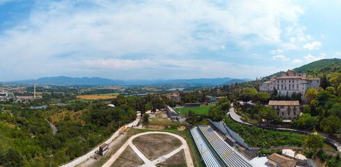 Panoramic aerial. Narni (Terni, Umbria, Italy), medieval city with a rich history. View of the city...