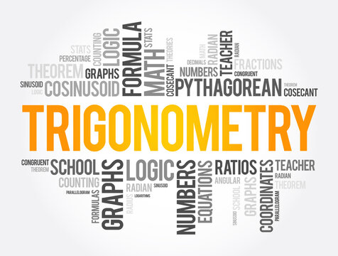 Trigonometry word cloud collage, education concept