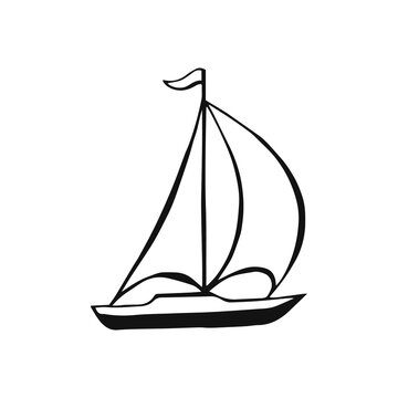 Hand drawn sailboat vector illustration on white background
