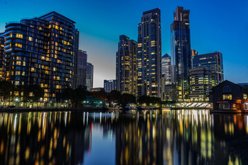 view of the city late evening