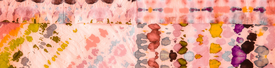 Orange Swirl Tie Dye. Gold Art Textile. Nude © Olga