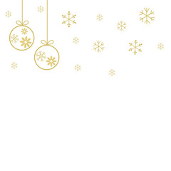 Christmas background with golden snowflakes and snow ball on white background vector illustration.
