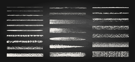 Set of chalk and crayon brushes. Hand drawn grunge lines on chalkboard background. Vector art brushes. - obrazy, fototapety, plakaty