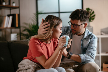 Young woman waiting results from the laboratory. Worried woman waiting Covid-19 test.